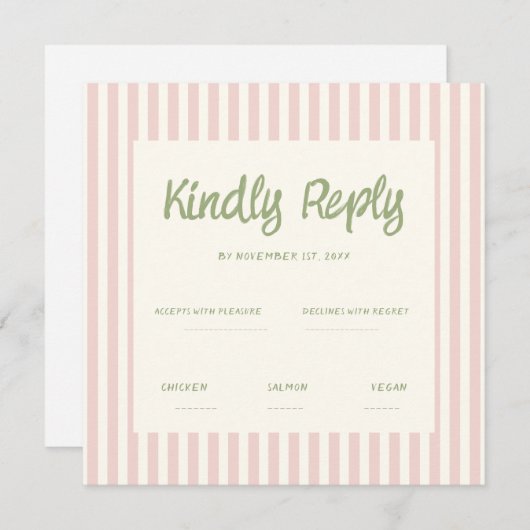 Handwriting Pastel Retro Wedding Rsvp Einladung (Vorne/Hinten)