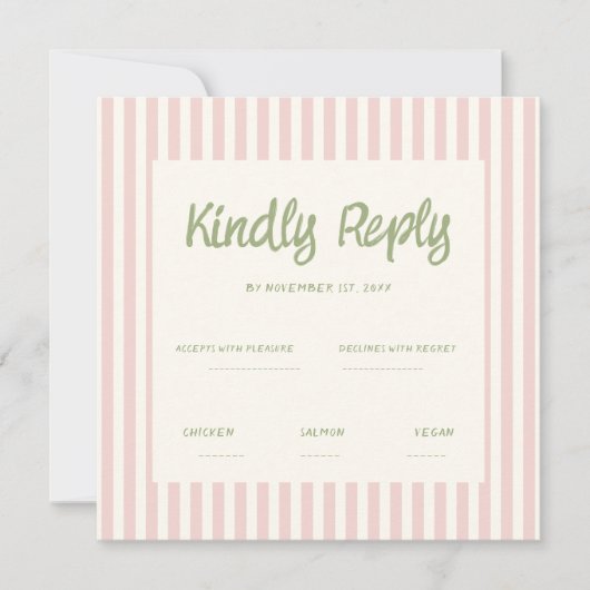 Handwriting Pastel Retro Wedding Rsvp Einladung (Vorderseite)