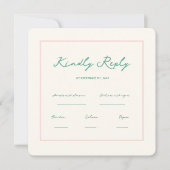 Handwriting Pastel Retro Wedding Rsvp Einladung (Vorderseite)