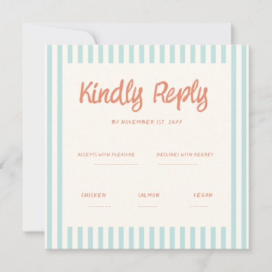 Handwriting Pastel Retro Wedding Rsvp Einladung (Vorderseite)