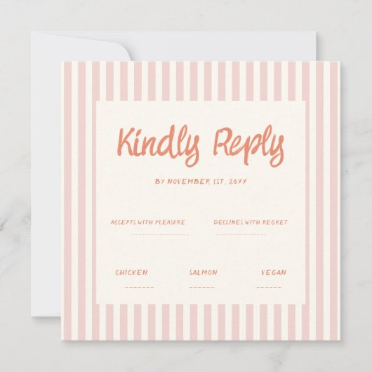 Handwriting Pastel Retro Wedding Rsvp Einladung (Vorderseite)