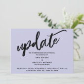 Handwriting Postpected Wedding Lavender Card Einladung (Stehend Vorderseite)