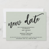 Handwriting Postpected Wedding Update Sage Card Einladung (Vorderseite)