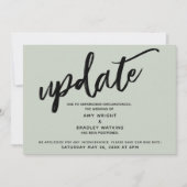 Handwriting Postpected Wedding Update Sage Card Einladung (Vorderseite)