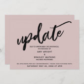 Handwriting Postponed Wedding Dusty Rose Card Einladung (Vorne/Hinten)