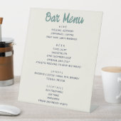 Handwriting Retro Green Blue Wedding Bar Menu Sockelschild (In Situ)