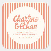 Handwriting RetroWedding Rechteckheber Quadratischer Aufkleber (Vorderseite)