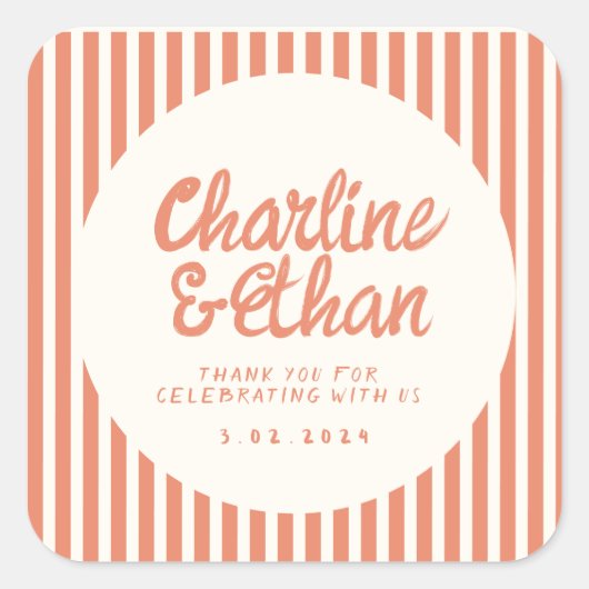 Handwriting RetroWedding Rechteckheber Quadratischer Aufkleber (Vorderseite)