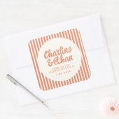 Handwriting RetroWedding Rechteckheber Quadratischer Aufkleber (Umschlag)