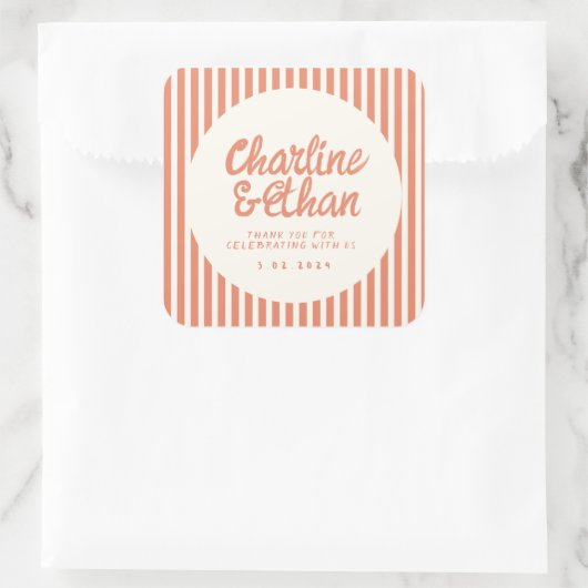 Handwriting RetroWedding Rechteckheber Quadratischer Aufkleber (Tasche)