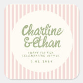 Handwriting RetroWedding Rechteckheber Quadratischer Aufkleber (Vorderseite)