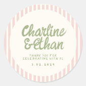 Handwriting RetroWedding Rechteckheber Runder Aufkleber (Vorderseite)