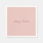 Handwriting Schlichte Rose Gold Beruflicher Name Serviette (Vorderseite)