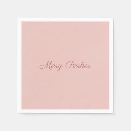 Handwriting Schlichte Rose Gold Beruflicher Name Serviette (Vorderseite)