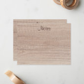 Handwriting Script Elegant Natural Wood Look Mitteilungskarte (Vorderseite/Rückseite Beispiel)
