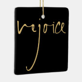 Handwriting Script Freude Weihnachten Gold Black Keramikornament (Rechts)