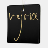 Handwriting Script Freude Weihnachten Gold Black Keramikornament (Links)