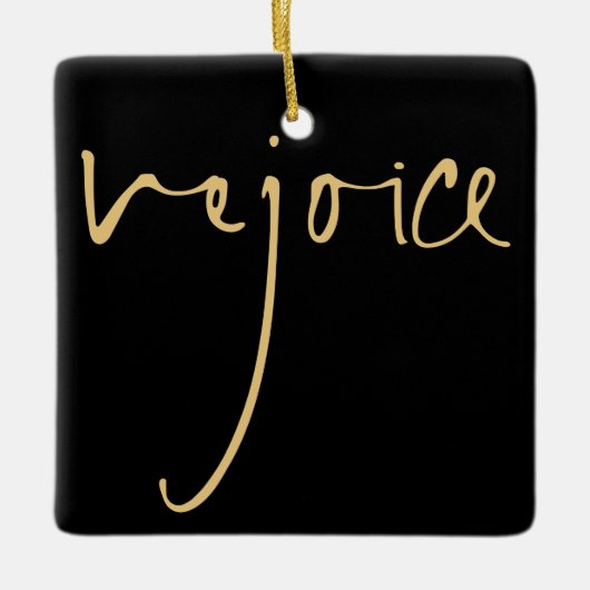 Handwriting Script Freude Weihnachten Gold Black Keramikornament (Vorderseite)