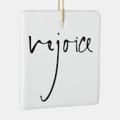 Handwriting Script Freude Weihnachten Schwarz-weiß Keramikornament (Rechts)