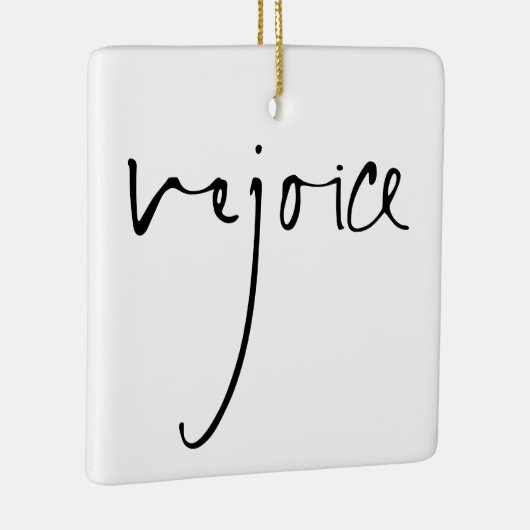 Handwriting Script Freude Weihnachten Schwarz-weiß Keramikornament (Rechts)