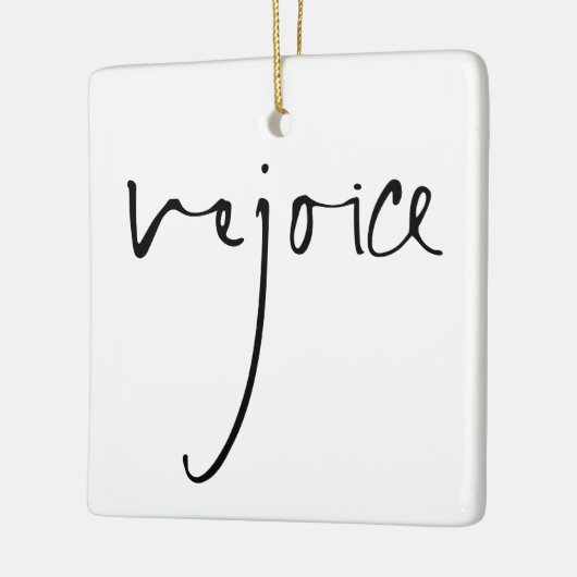 Handwriting Script Freude Weihnachten Schwarz-weiß Keramikornament (Links)