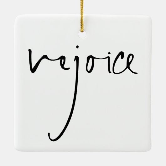 Handwriting Script Freude Weihnachten Schwarz-weiß Keramikornament (Rückseite)