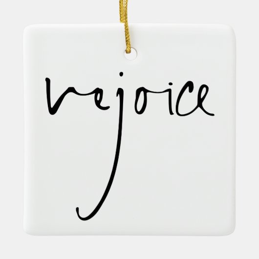 Handwriting Script Freude Weihnachten Schwarz-weiß Keramikornament (Vorderseite)