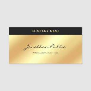 Handwriting Script Glamour Gold Template Namensschild