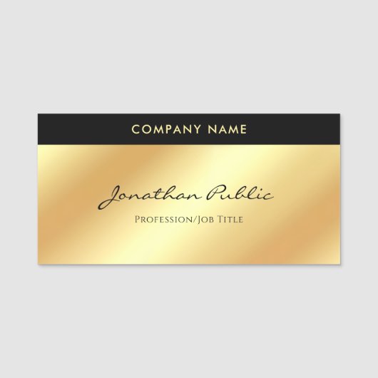 Handwriting Script Glamour Gold Template Namensschild (Vorderseite)