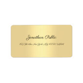 Handwriting Script Gold Moderne einfache Vorlage Adressaufkleber (Vorne)