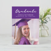 Handwriting Script Graduate Black and White Ankündigung (Stehend Vorderseite)