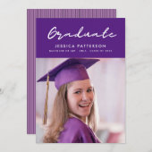 Handwriting Script Graduate Black and White Ankündigung (Vorne/Hinten)