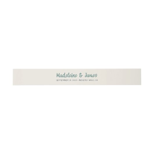 Handwriting Script Green Blue Retro Wedding Einladungsbanderole (Flach)