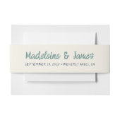 Handwriting Script Green Blue Retro Wedding Einladungsbanderole (Vorderseite Beispiel)