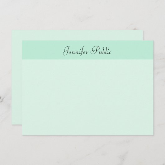 Handwriting Script Minze Green Modern Template Mitteilungskarte (Vorne/Hinten)