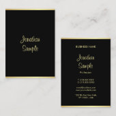 Handwriting Script Name Black Gold Modern Template Visitenkarte (Vorne/Hinten)
