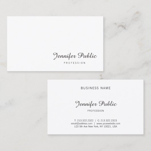 Handwriting Script Name Elegant Minimalistisch Mod Visitenkarte (Vorne/Hinten)