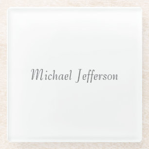 Handwriting Script Name Elegant Schlicht Simple Glasuntersetzer