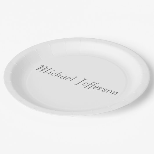 Handwriting Script Name Elegant Schlicht Simple Pappteller (Schrägansicht)