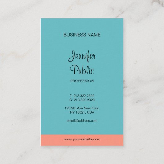 Handwriting Script Name Trending Modern Elegante Visitenkarte (Rückseite)