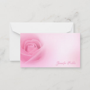 Handwriting Script Name Watercolor Pink Rose Chic Mitteilungskarte