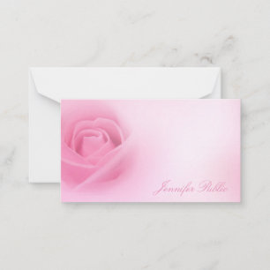Handwriting Script Name Watercolor Pink Rose Chic Mitteilungskarte