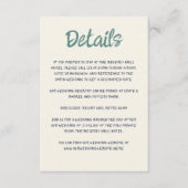 Handwriting Script Quirky Green Blue Retro Wedding Begleitkarte (Vorderseite)