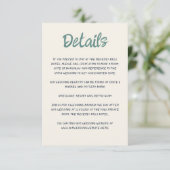Handwriting Script Quirky Green Blue Retro Wedding Begleitkarte (Stehend Vorderseite)