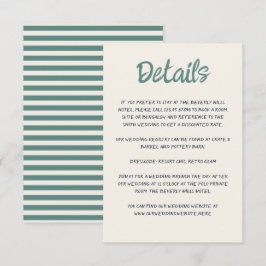 Handwriting Script Quirky Green Blue Retro Wedding Begleitkarte