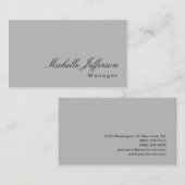 Handwriting Script Silver Gray Business Card Visitenkarte (Vorne/Hinten)