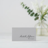 Handwriting Script Silver Gray Business Card Visitenkarte (Stehend Vorderseite)