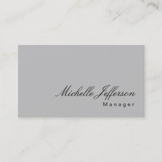 Handwriting Script Silver Gray Business Card Visitenkarte (Vorderseite)