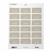 Handwriting Script Wedding Danke Beige Linen Adressaufkleber (Vorne)