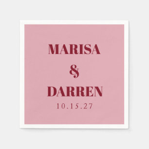 Handwriting Script Whisky Red Pink Custom Wedding Serviette